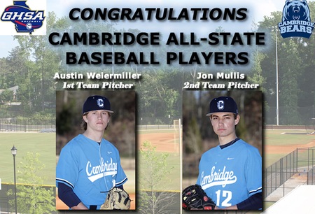 Cambridge Baseball Players Named to GHSA All-State & All-Region Teams
