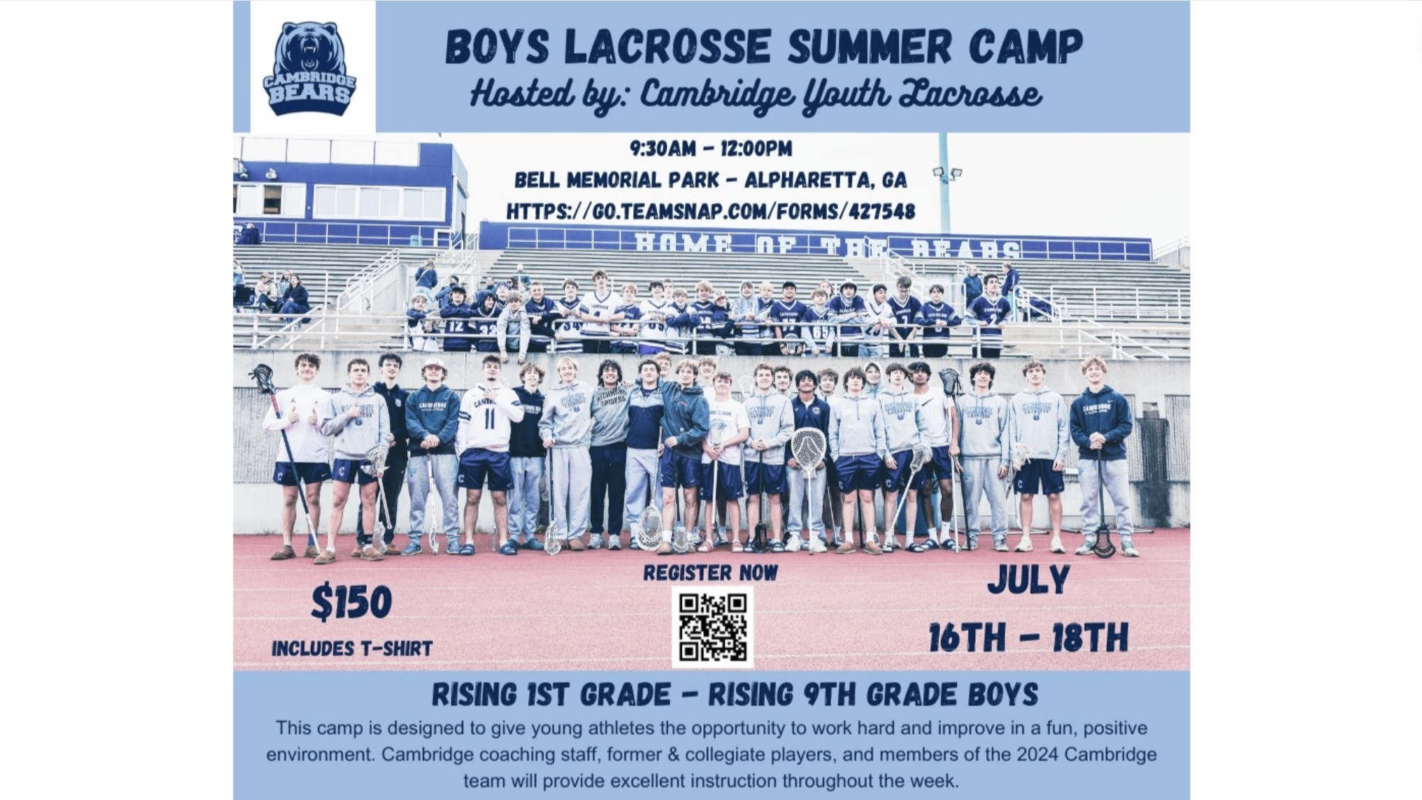 Registration now open for LAX Camp July 16-18