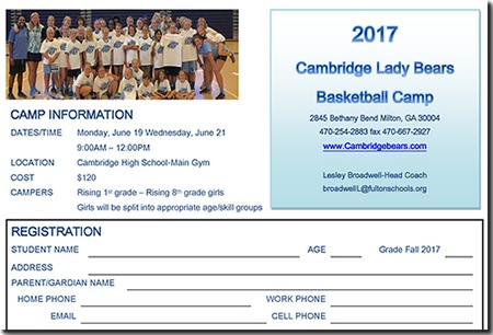 Registration Open for 2017 Lady Bears Basketball Camp